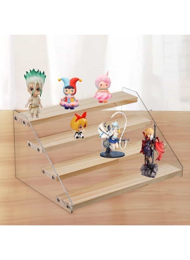 بيتلا ستاند عرض من الخشب والأكريليك بـ4 طبقات، منظم عطور متعدد المستويات، حامل عرض للكعك والمجسمات للطاولة - Image 4